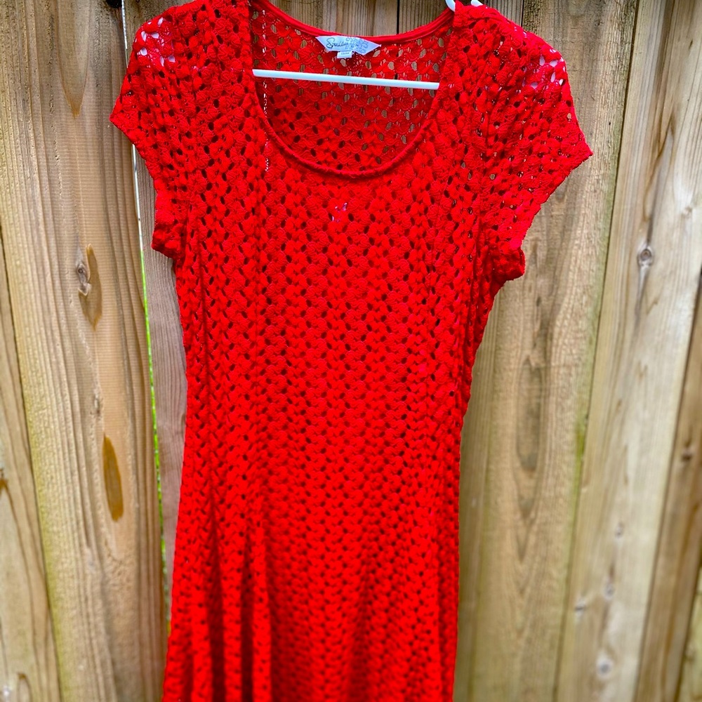 Red mesh dress